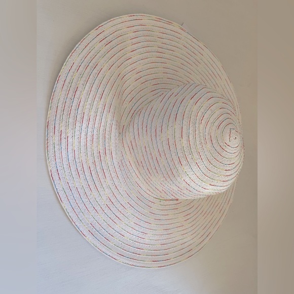 NWT BP. Nordstrom Floppy Straw Sun Hat White Rainbow - Picture 2 of 5